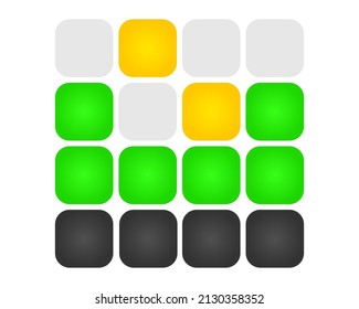 Popular word game coloured blocks (yellow, green, black squares like wordle)