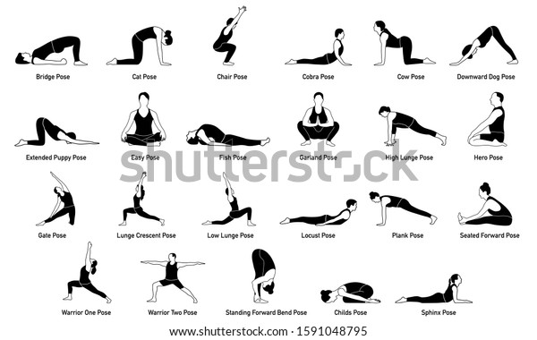 Popular Yoga Poses Illustrations Icons Stock Vector (Royalty Free ...