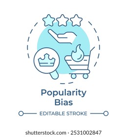 Popularität Bias Softblue Concept Icon. Benutzererfahrung, Service-Bewertung. Kundenzufriedenheit, Handel. Runde Liniendarstellung. Abstrakte Idee. Grafikdesign. Benutzerfreundlicher Artikel, Blogbeitrag