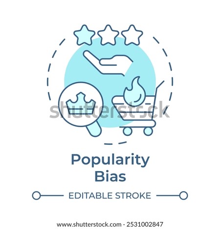 Popularity bias soft blue concept icon. User experience, service rating. Customer satisfaction, commerce. Round shape line illustration. Abstract idea. Graphic design. Easy to use article, blog post