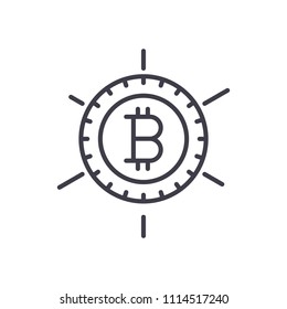 Popularity of bitcoin black icon concept. Popularity of bitcoin flat  vector symbol, sign, illustration.