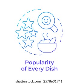 Popularity of dish blue gradient concept icon. Analyzing restaurant sales data. Menu engineering. Round shape line illustration. Abstract idea. Graphic design. Easy to use in promotional material