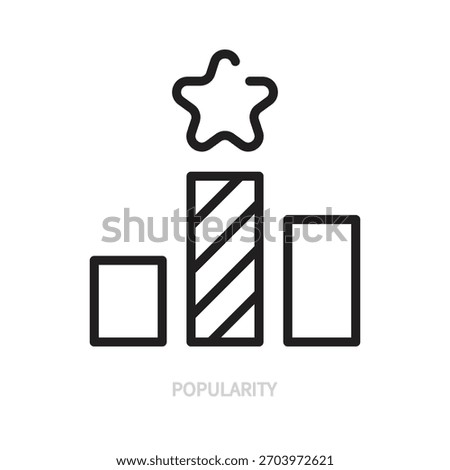 Popularity line icon. Black sign. Graph and star shape, symbol. Rating, ranking, core value concept. Vector illustration. Editable stroke. Isolated on a white background.