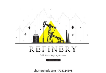 Popularity Oil refinery modern layouts industry. Polygonal style with Gas station technology, graphics future systems development. Infographics strategy program. Oil Pictogram for design.