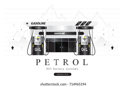 Popularity Oil refinery modern layouts industry. Polygonal style with Gas station technology, graphics future systems development. Infographics strategy program. PictogramÂ for design.
