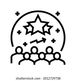 vector de icono de línea de administración de reputación de popularidad. signo de gestión de reputación de popularidad. símbolo de contorno aislado ilustración negra