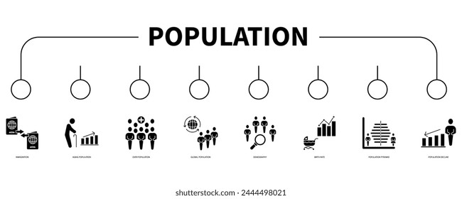 Population account banner web icon vector illustration concept