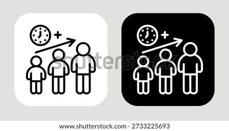 Population Age Mix Icon In Black and White Line Style