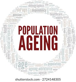 Population Ageing word cloud conceptual design isolated on white background.