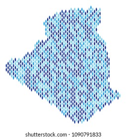 Population Algeria map. Demography vector concept of Algeria map organized of men elements. Abstract social scheme of nation public cartography. Demographic map in blue color shades.