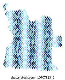 Population Angola map. Demography vector collage of Angola map constructed of people elements. Abstract social plan of national public cartography. Demographic map in blue color shades.