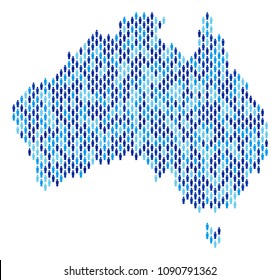 Population Australia map. Demography vector collage of Australia map made of people items. Abstract social representation of national group cartography. Demographic map in blue color tinges.
