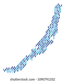 Population Baikal Lake map. Demography vector collage of Baikal Lake map composed of man elements. Abstract social representation of nation public cartography. Demographic map in blue color tones.