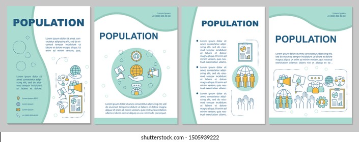Population brochure template. Demographic problem. Flyer, booklet, leaflet print, cover design with linear illustrations. Vector page layouts for magazines, annual reports, advertising posters