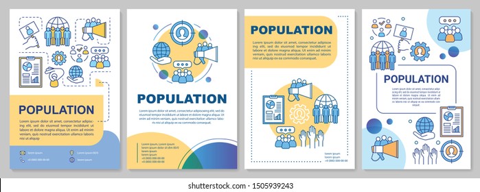 Population brochure template. Flyer, booklet, leaflet print, cover design with linear illustrations. Demographic problem. Vector page layouts for magazines, annual reports, advertising posters