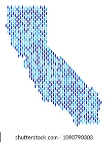 Population California map. Demography vector pattern of California map constructed of people elements. Abstract social representation of national group cartography. Demographic map in blue color hues.