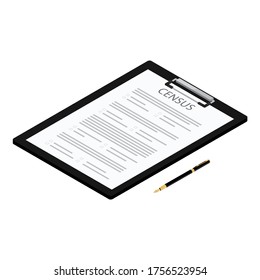 Population Census. Census Form 2020.  Census Document Form On Clipboard And Pen