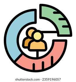 Bevölkerungsdiagramm Symbol Umrandung Vektorgrafik. Menschliches Team. Adult-Pfeilfarbe flach