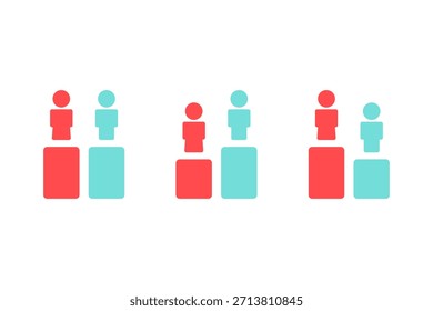 Population chart set. Society, community, diversity, statistics, ratio, measure concepts. Flat people character vector design isolated illustration.