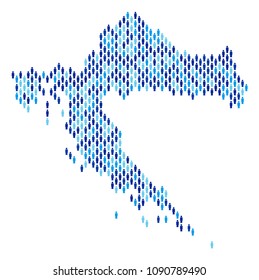 Population Croatia map. Demography vector concept of Croatia map designed of crowd elements. Abstract social representation of nation community cartography. Demographic map in blue color tints.