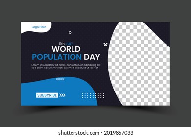 Population Day Web-Banner-Vorlage und Video-Vorschaubild-Design. Bearbeitbare Werbeaktion Web-Banner Design und Video Vorschaubild Vorlage.
