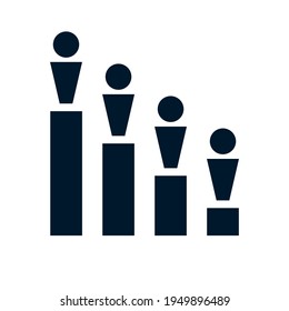 Population Decrease Graph. Clipart Image Isolated On White Background.