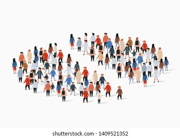 Population demographics report, pie chart composed of people. Separate group. Vector illustration