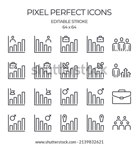 Population and demography related editable stroke outline icon isolated on white background flat vector illustration. Pixel perfect. 64 x 64.