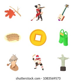 Population density icons set. Cartoon set of 9 population density vector icons for web isolated on white background
