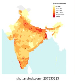 Population density map of India