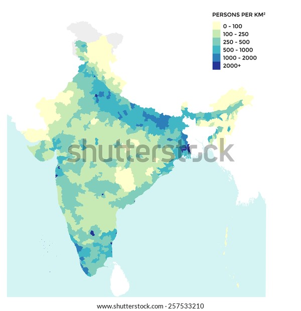 Population Density Map India Stock Vector Royalty Free 257533210