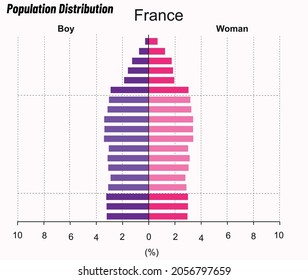 Population Distribution - Male and female, Population pyramid France