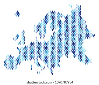 Population Europe map. Demografie, Vektorkonzept von Europa, Karte von Menschen kombiniert. Abstraktes soziales Schema der Kartographie der Nation. Demografische Karte in blauen Farbtönen.