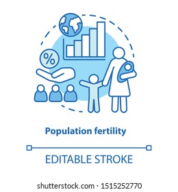 Population fertility concept icon. Birthrate idea thin line illustration. Birth control in different countries. Planned parenthood. Vector isolated outline drawing. Editable stroke