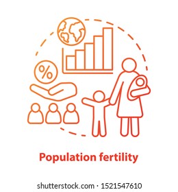 Icono del concepto de fertilidad de la población. Ilustración delgada de idea de natalidad en rojo. Control de la natalidad en diferentes países. Planificación de la paternidad. Falta de recursos. Dibujo de contorno aislado del vector