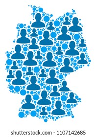 Population Germany map. Demography vector abstraction of Germany map made of randomized man items and small points. Abstract social representation of nation public cartography.