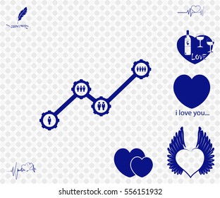 Population graph icon with bonus symbols on grey background. 