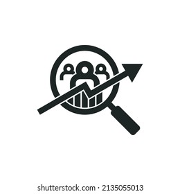 Bevölkerungswachstumsanalyse-Symbol einzeln auf weißem Hintergrund
