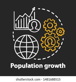 Population growth chalk concept icon. World human overpopulation idea. Increasing number of people. Demographic problem. Vector isolated chalkboard illustration