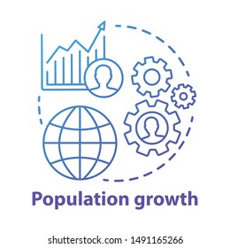 Population growth concept icon. World human overpopulation idea thin line illustration. Increasing number of people. Demographic problem. Vector isolated outline drawing