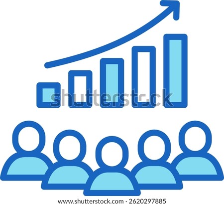Population Growth Icon Blue Vector Illustration
