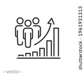 population growth icon, increase social development, global demography, people evolution chart, thin line symbol on white background - editable stroke vector eps10