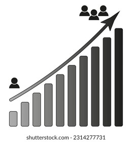 population growth icon, increase social development, global demography. Vector illustration. Stock picture.