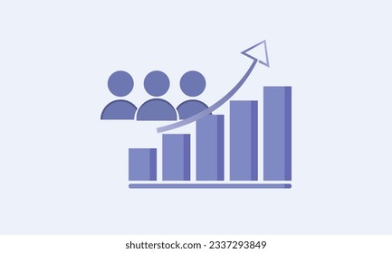 population growth icon, increase social development, global demography, people evolution chart.on white background.Vector Design Illustration.