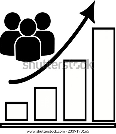 Population growth icon, increase social development, global demography, people evolution chart. Replaceable vector design.