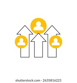 ícone de crescimento populacional com pessoas em design plano