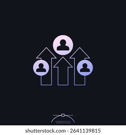 population growth icon with people on dark