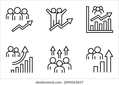 population growth icon set, increase social development, global demography, vector illustration on white background