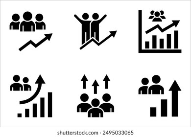 population growth icon set, increase social development, global demography, vector illustration on white background