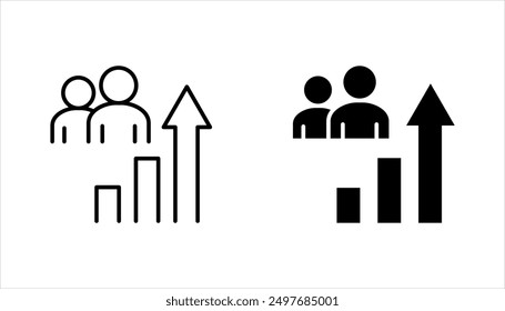 Conjunto de iconos de crecimiento de la población, aumentar el desarrollo social, demografía global, Ilustración vectorial sobre fondo blanco